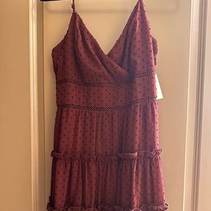 Francesca’s spaghetti strap burgundy and black polka dot dress